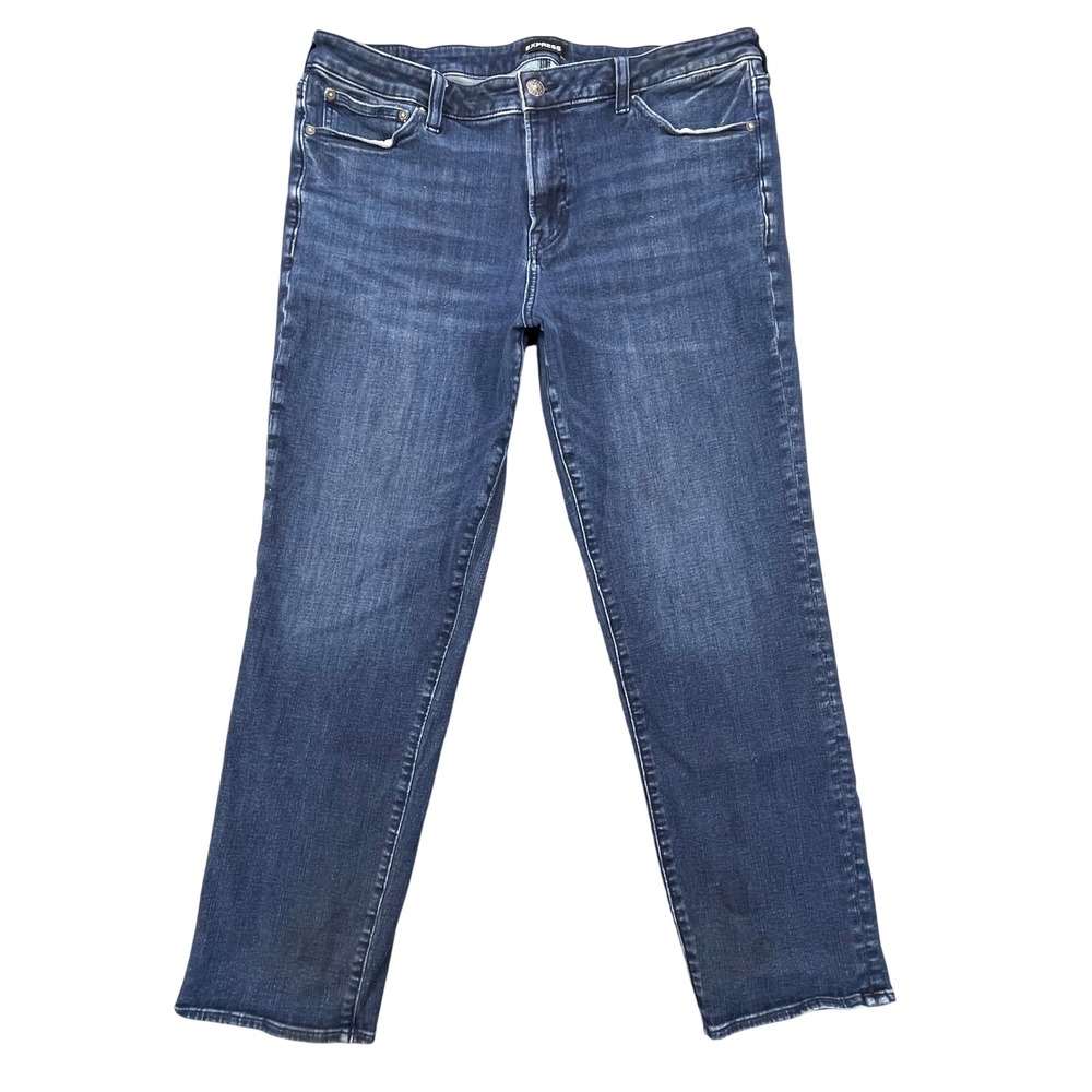 Express Blue Straight 4-Way Hyper Stretch Jeans Mens 36x32